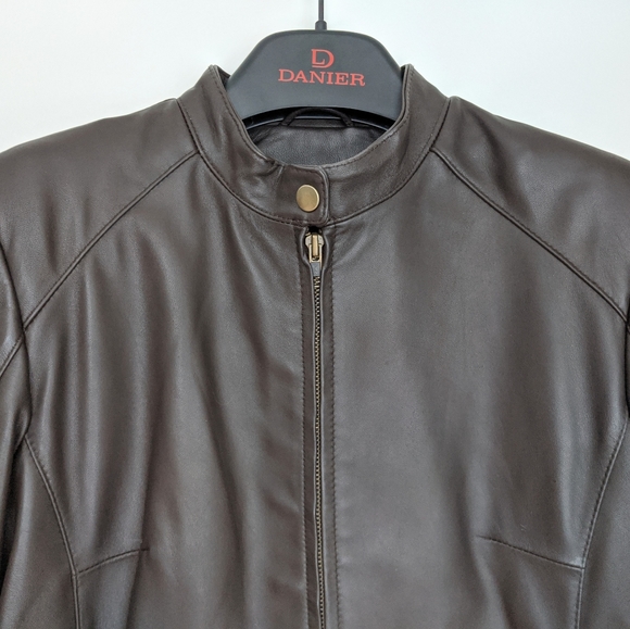 Danier Leather Bomber Jacket in Chocolate Brown - Picture 4 of 8